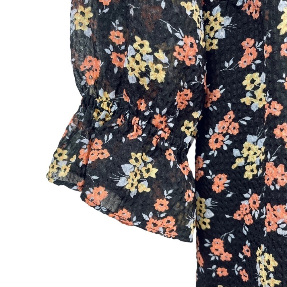 Free People Doll Pants Chiffon Baby Doll Ditsy Floral Dress w/ Smocked Bodice 2 - Picture 8 of 10